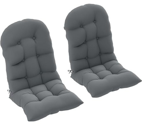 Outsunny Lot de 2 Coussins de Siège pour Chaise Adirondack avec Attaches Sécurisées, Coussin de Chaise Adirondack Design Capitonné, Coussin de Chaise à Aossier Haut Doux et Épais, Gris