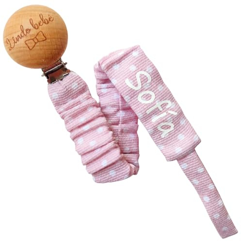 Lindo Bebé- Chupetero Personalizado diseño exclusivo y único | Con nombre del bebé | Regalo recien nacido, babyshower,... | Sujetachupetes, cadena para chupete