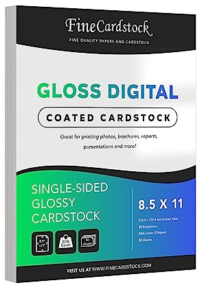 Single-Sided Heavyweight Gloss Digital Cardstock – Perfect for Color Laser Printing, Design Proposals, Flyers, Brochures | 8.5 x 11 | 80lb Cover | Acid Free, Glossy Coated on 1 Side | 50 Sheets