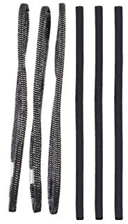 Mytoptrendz® Pack of 6 Black Long Thin Elastic Headband Girls Women Football Hairbands 3 plain & 3 Silver Lurex Glitter