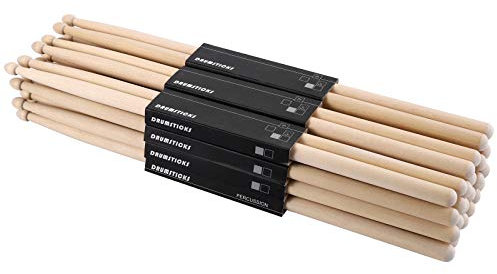 Suwimut 12 Paare 7A Drum Sticks, klassische Ahorn Holz Spitze Drumsticks für Kinder Anfänger Studenten, Rock Band Musikinstrument Percussion Zubehör, konstantes Gewicht und Tonhöhe
