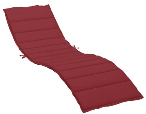 vidaXL Coussin de Chaise Longue, Coussin de Bain de Soleil, Coussins de Transat, Coussin pour Chaise de Jardin Patio Extérieur Arrière-Cour, Rouge Bordeaux 200x60x3 cm Tissu Oxford