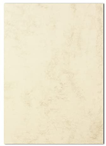 50 fogli di carta DIN A4 - Camoscio marmorizzato (color crema) - 90 g/m² - 21 x 29,7 cm - Carta per lettere, carta per artigianato, carta tono, carta per lettere - FarbenFroh by Gustav Neuser