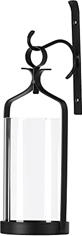 Souliron Hanging Hurricane Glass Wall Sconce Candle Holder Black Metal Wall Decorations HLJ15-291B