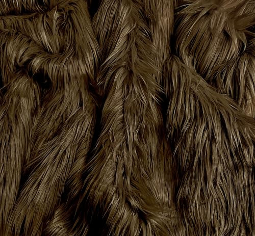 EOVEA Shaggy Faux Fur Fabric by The Yard – 60” Wide | Fluffy, Soft Fake Fur Material for Sewing, Crafts, Costumes, Upholstery & Home Decor | Long Pile Plush Fabric(Dark Brown, Half Yard)