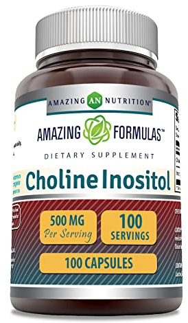 Amazing Formulas Choline & Inositol 500 Mg Supplement | 100 Capsules | Non-GMO | Gluten-Free | Made in USA