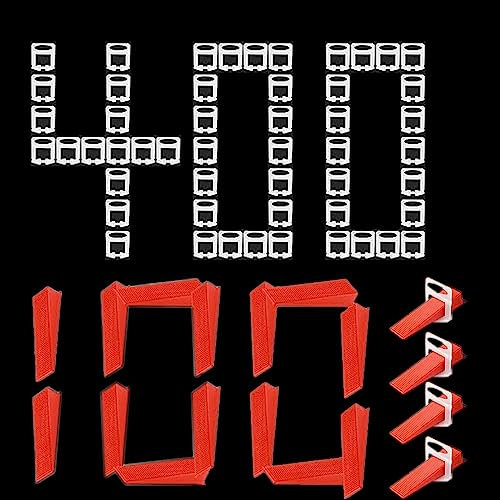 500Pzs Kit de Sistema de Nivelación de Azulejos 300Pzs Clips Espaciadores de 1mm + 100Pzs Cuñas Azulejos Reutilizables Sistema de Nivelación de Baldosas para Nivelación de Piso (100+400 1,0mm)