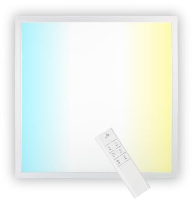 ENOVALITE LED Panel 62x62 cm dimmbar mit Fernbedienung - Farbtemperatur einstellbar 3000K 4000K 6000K - 36W 3600lm - flache LED Lampe Paneele für Rasterdecke inkl. 230V Netzteil - 620x620x0,9mm