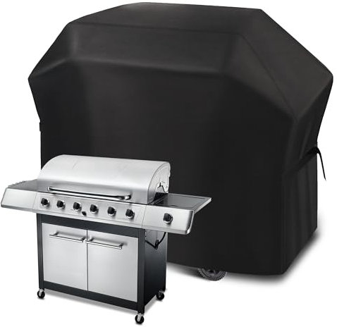 Funshot Grillabdeckung Wetterfest Gasgrill Abdeckplane, Große BBQ Grill Abdeckung Wasserdicht,420D Oxford-Stoff Grillhaube Gasgrill Abdeckung Grill Schutzhülle, UV-beständig, reißfest,183x66x130 cm
