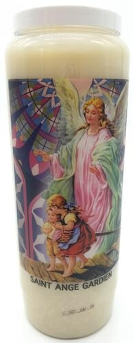 Candela di preghiera a vasetto Novena 18 x 7 cm 100% Vegetale Combustione 9 giorni - 216 ore (Angelo Custode)