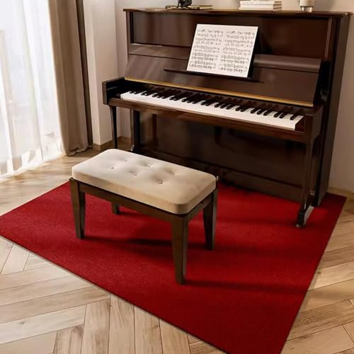 Upright Piano Carpet Protector Sound Dampening, Non-Slip Carpet Acoustic Pads Sound Proof Floor Mat Drum Rug Outdoor Indoor Drum Snare and Other Musical Instrument Mat(Size:200×200cm,Color:Red)