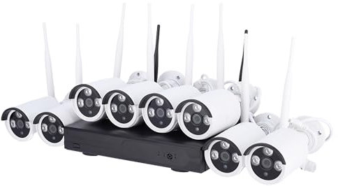 NIVIAN Kit de caméras WiFi CCTV 2K, IA Détection Humaine, Audio Bidirectionnel, Vision Nocturne, Enregistrement sur HDD (8 Canaux - 8 Caméras, Kit CCTV)