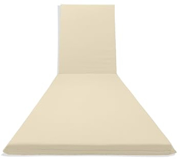 Il Tuo Artigiano Design Cuscino per Lettino prendisole Idorepellente e Sfoderabile - Materassino per Sdraio Mare Relax 190x60 cm, spessore 6 cm (Panna)
