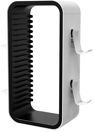 Geekhome - Universal Games Storage Tower Pro - Bis zu 18 Spiele - Mit Controller Halterung für bis zu 4 Gamepads - Gaming Zubehör für PS5, PS4, PS3, XBOX X/S/One, Switch, Switch OLED, Blue Ray, DVD