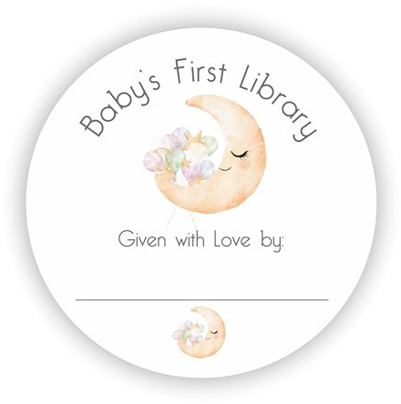 Philly Art & Crafts Baby's First Library Stickers, Bookplate Baby Shower, Sticker Labels for Book, Stickers for Books, Personalized Bookplate, Set of 48 labels