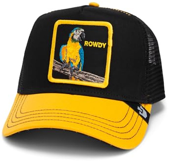 Goorin Bros. The Rowdy Bird Pappagallo Nero Giallo Berretto da Camionista Regolabile