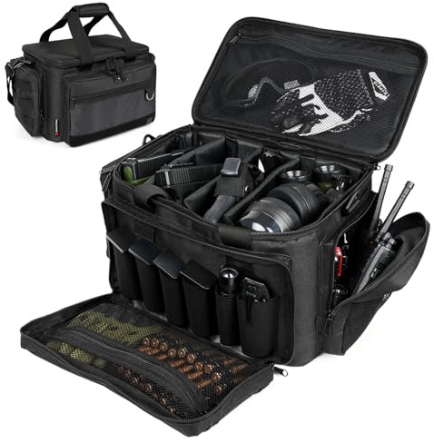 DULCE DOM Tactical Gun Range Bag for Handguns and Ammo, Firearm Rifle Pistol Case for Outdoor Hunting Shooting, Lockable Compartment, Additional Magazine Storage Slots