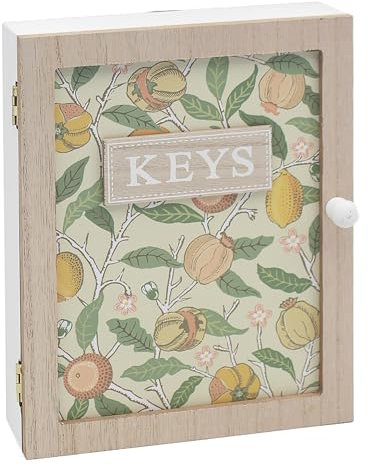The Leonardo Collection William Morris Fruit Key Cabinet | Stylish Wall-Mounted Key Holder for Home & Office | Decorative Wooden Key Storage Cabinet | Secure & Space-Saving Organizer for Entryway