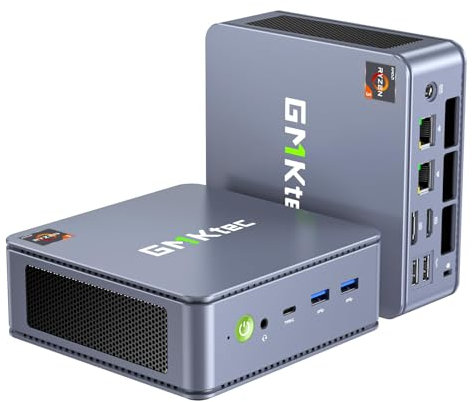 GMKtec Mini PC Mini PC, M5 Plus AMD Ryzen 7 5825U (8C/16T, bis 4.5 GHz), 32GB DDR4 RAM 1TB NVMe SSD Dual LAN 2.5G mini pc, WiFi 6, USB 3.2, Type-C/BT 5.2/DP/HDMI mini Gaming pc für Büro