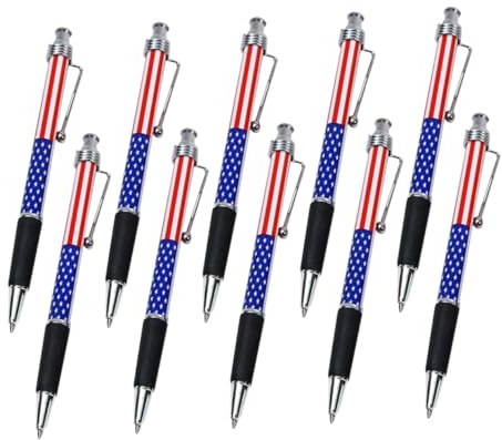 SHINEOFI 10pezzi Penne Sfera Con Motivo Bandiera Americana Strumento Di Scrittura Patriotico Per Festeggiare Indipendenza Per Scuola Ufficio e Decorazioni Per Feste Del Luglio