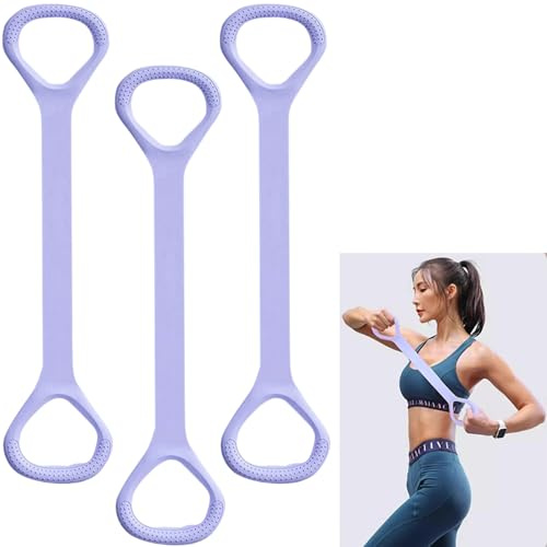 Syiyunran Corde De Tension Multifonctionnelle - Violet, 3 Pièces, Bandes D'étirement Fitness, Bras Entraîneur épaule Exercice étirement Musculation Extenseur, pour Gymnastique Yoga Pilates