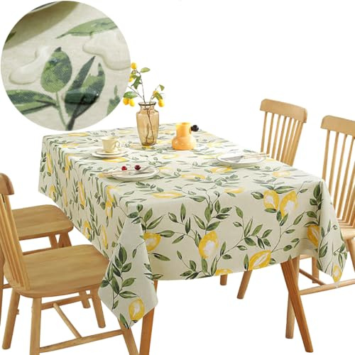 Bordsduk rektangulär 140 x 220 cm, PVC vattentät smutsavvisande vaxduk, tvättbart matbord skydd, Trädgårdsduk, bordsduk för bröllop, vardagsrum, matsal, balkong