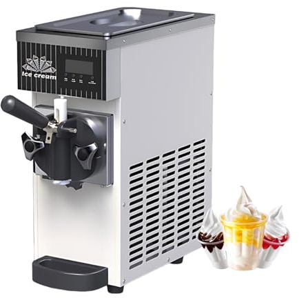 Mjukglassmaskin Professionell Kommersiell Med 2,5 L Behållare 1 L Fryscylinder Självrengöring Lcd Kontrollpanel För Café Restaurang Dessertbutik Och Småföretag(White)