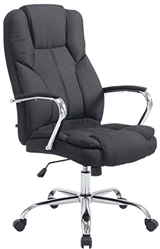 CLP XXL Chefsessel Xanthos V2 Mit Stoff-Bezug I Gepolsterter Bürostuhl Mit hoher Rückenlehne Und Gepolsterten Armlehnen, Farbe:schwarz