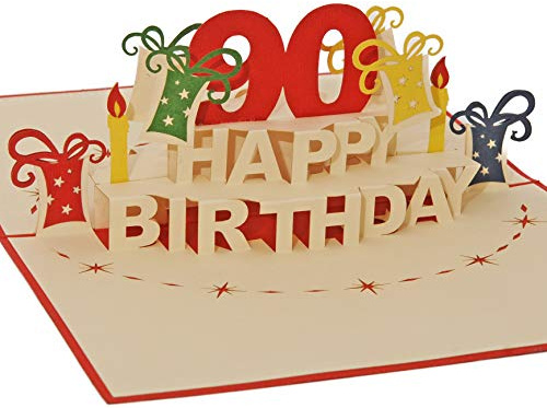 Favour Pop Up® Biglietto d'auguri 3D 90° compleanno elegante perfetto per anniversario regalo denaro buono auguri alta qualità
