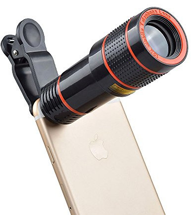 12X Objectif téléobjectif mobile , ensemble de lentilles, universel de caméra pour télescope optique avec pince universelle pour iPhone Samsung Huawei et la plupart des téléphones intelligents