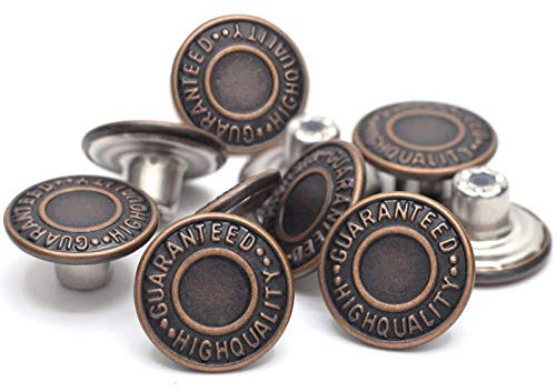 17 mm Messing Jeansknöpfe, Metall Druckknöpfe, Tack Buttons Ersatz