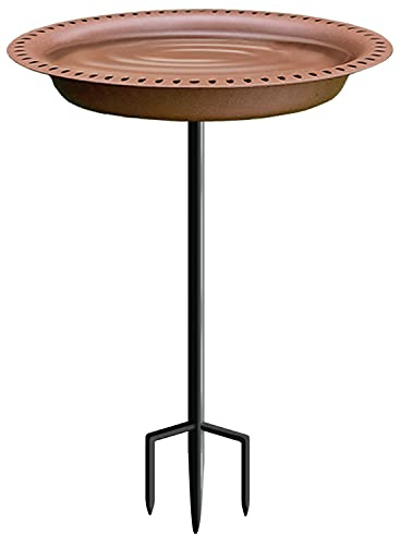 Garbuildman Baignoire à Oiseaux autoportante Extra Large, décoration Amovible avec Support en métal et mangeoire à Oiseaux pour Jardin extérieur, Style Ovale, Chocolat
