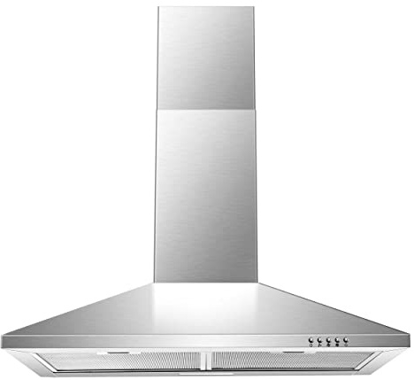 SNDOAS Range Hood 30 inch,Wall Mount Range Hood in Stainless Steel With Ducted/Ductless Convertible,Stove Vent Hood with Aluminum Filters,3 Speed Exhaust Fan,LED Light,Button Control