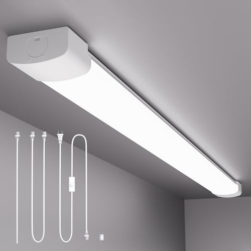 Modlicht Plug in Light Fixture, 4FT Linkable 5000K Plug-in Ceiling Lights for Shop Garage, LED Tube Light for Closet, Cabinet, Workbench, Kitchen, Office, Bathroom, Triproof, 36W