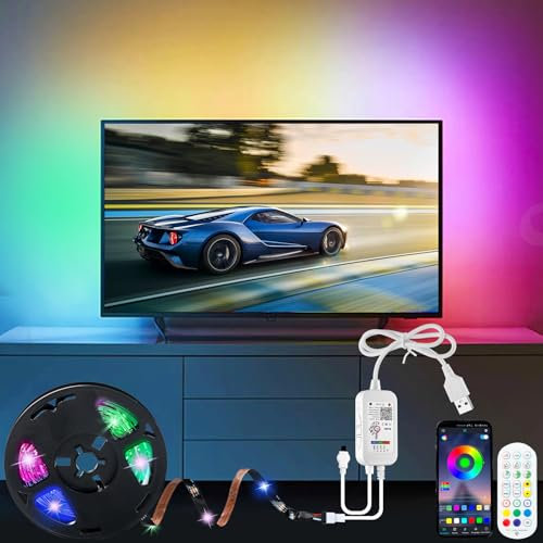 RGBIC LED Strip 6m, Dreamcolor LED TV Hintergrundbeleuchtung für 85 bis 105 zoll TVs Musik Sync, App und Fernbedienung, Eingebaut-IC Beleuchtung LEDs Lichtverlaufsstreifen for TV PC Dekoration