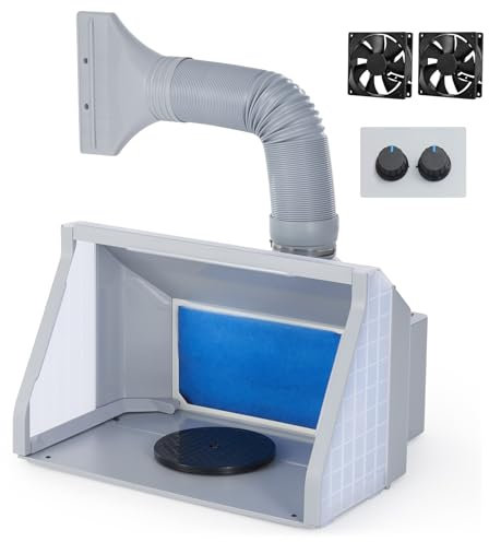 CO-Z Airbrush Spray Booth with Dual Fans and LED Lights, Portable Painting Booth with 19cm Turntable, Air Brush Booth with 4m³/min Fans 1.7m Vent for Model and Craft Painting T Shirt & Cake Decoration