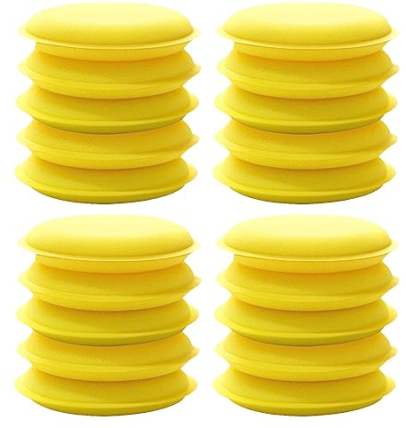 20 esponjas aplicadoras redondas de espuma de cera para coche, 10 cm, esponja de limpieza, herramienta de lavado para limpieza de coche