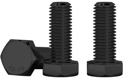 Drenky Pernos De Cabeza Hexagonal M8 X 20mm Acero Inoxidable A2 V2A Tornillo Metrica DIN 933 Roscado Completo Tornillos Para ConstruccióN MetáLica, Automotriz, Maquinaria, Negro, 10 Piezas