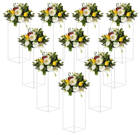 Wedding Vases 10-Piece Set Flower Vase Metal Frame Column Decoration with Stable Structure Smooth Finish for Banquet Party Ceremony Anniversary Store Opening Graduation Versatile Style