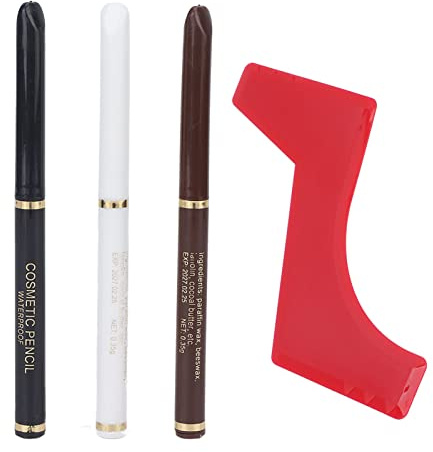 Skäggpenna Filler Set Vattentät Svetttät Skäggformningsverktyg Stencilmall för män Grooming Kit 3 ST Skäggpennor 1 Skäggformare Mineral ABS Röd