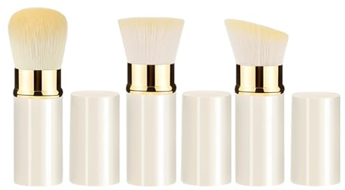 KAFZEL 3 Piezas Mini Pinceles De Maquillaje, Con Pinceles TelescóPicos, MultifuncióN, Ideales Para Bases De Maquillaje LíQuidas (Blanco)