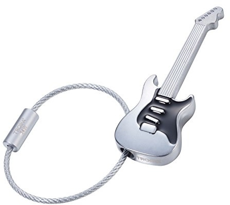 Troika Schlüsselanhänger, Gitarre, Metallguss/Emaille, verchromt, matt, schwarz/Silber