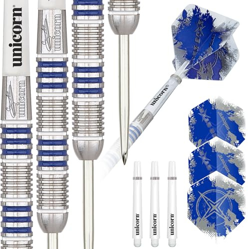 Unicorn Gary Anderson - Set di Freccette con Punta in Acciaio a Forma di Stella, Unisex - Adulto, Freccette con Punta in Acciaio, 8880, Argento/Blu Gary Anderson., 21 g