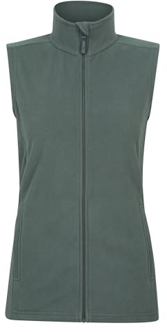 Mountain Warehouse Camber Womens Gilet - Lightweight Sleeveless Jacket, Microfleece Bodywarmer, Breathable Vest, Zipped Side Pockets - Spring Summer, Camping Khaki Women's Size 6