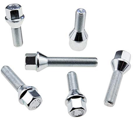 C CARBONADO Lot de 16 Boulons de Roue M12x1,25 55 mm Siège Conique Clé 17 mm pour Jantes Aluminium et Acier