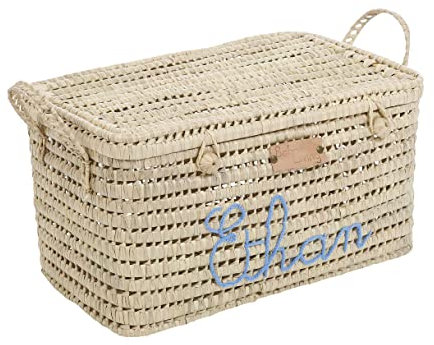 Coffre de Rangement Personnalisé 60cm, Malle à Jouets Personnalisable, Cadeau de Naissance, Fait Main (Broderie)