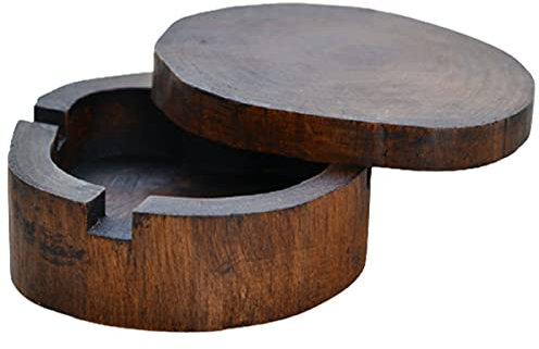 AWERQ Cendrier en Bois avec Couvercle pour Interieur Exterieur Anti Vent Cendrier Fermé Anti Odeur Cendrier Original Bois Bonne Contenance Cendrier Magnifique Décorative