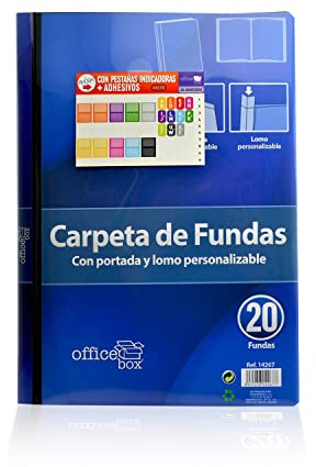 Carpeta de Fundas Personalizable (Portada y Lomo) - Tamaños A4+ y A5 - Tapas Rígidas - Office Box (A4+ 20 Fundas)