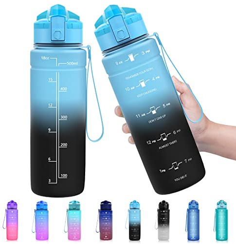 Zounich Vattenflaska för barn, läckagesäker 1 l/700 ml/500 ml-BPA, fria dricksflaskor, sport, tritan, plastvattenflaska för cykel, skola, lämplig för kolsyra, diskmaskinssäker sportflaska