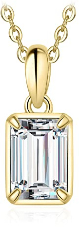 JewelryPalace Smaragdslipat 1ct Moissanitkedjehänge, Bruduppsättning Med Simulerade Diamanter, Halsband För Damer, Silver 925 Halsband För Damer Med Sten, Gåva Till Kvinnor, Roséguld Guld 45cm